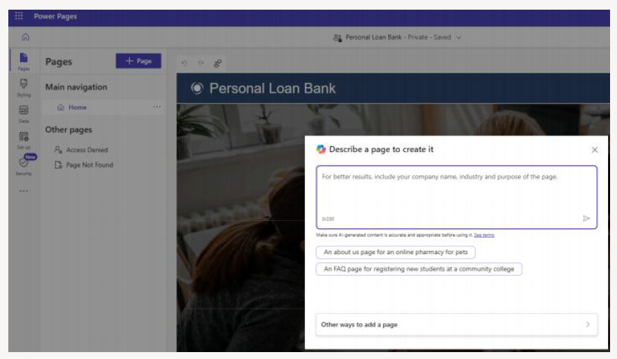 Copilot AI-generated webpage example
